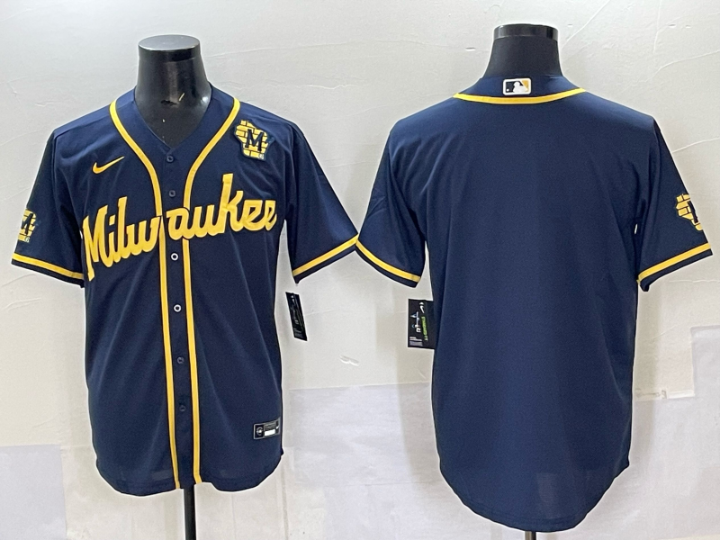 Men Milwaukee Brewers Blank Blue 2025 Nike MLB Jersey style 013->milwaukee brewers->MLB Jersey